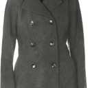 Nautica Women's Peacoat Wool Blend Double Breasted Winter Coat (Large, Charcoal)
