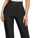 Hybrid & Company Womens Ultra Stretch Ponte Flare Pants-High Rise,Faux Pockets,Pull On,Wrinkle Resistant-Casual & Office Wear XS