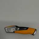 Fiskars Pro Retractable Utility Knife, Heavy Duty Box Cutter with CarbonMax Long-lasting Snap Blade, and Easy Hinge Open with Quick Blade Change and Storage, Orange/Black