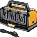 Adisipsoarin Super Battery Charger for Dewalt 20v Battery, 6-Ports Simultaneous Rapid Charger Station Compatible with Dewalt 20v Lithium Ion Battery and Tools DCB104 Charger