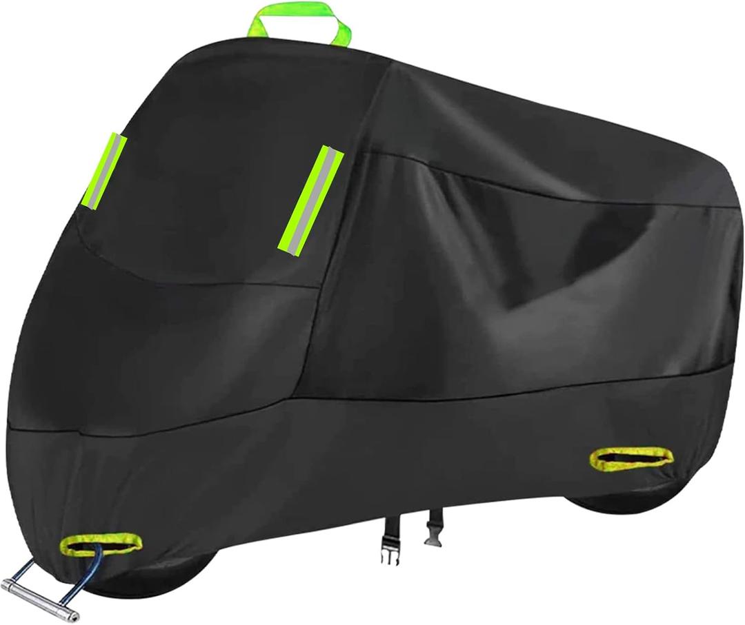 Motorcycle Cover All Season, Outdoor Storage Moped Covers, All-Weather Universal Waterproof Scooter Cover Fits up to 90.5" Motorcycles Vehicle (Black)