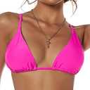 ZAFUL Women's Triangle Bikini Top String Push Up Padded Sexy Swimsuit Bathing Suits Top (Hot Pink, Medium)