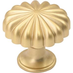 Alzassbg 10 Pack Brushed Gold Cabinet Knobs, 1-1/4 Inch(30mm) Diameter Round Kitchen Knobs for Cabinets and Drawers AL6036MGP