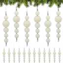 Giegxin 12 Pcs Christmas Pearls Decoration Pearl Ornaments for Christmas Tree Winter White Faux Pearls Drop Hanging Ornament Gifts for Indoor Home Xmas Tree Topper Branches Wreath Wedding Party Decor