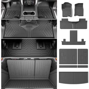 powoq 7Seat Floor Mat Compatible with 2022-2026 Chevy Tahoe/GMC Yukon Trunk Backrest Mat Cargo Liner Replacement for 2022-2024 2025 2026 Chevy Tahoe/GMC Yukon Accessories