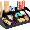 SZQINJI Coffee Condiment Organizer Holder 10Compartment Break Room Coffee Condiment Caddy Cup Storage Holder, Black