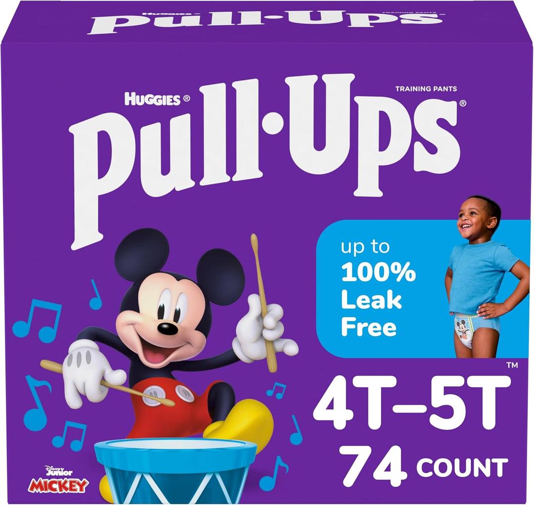 Pull-Ups Boys' Potty Training Pants, Size 4T-5T Training Underwear (38-50 lbs), 74 Count