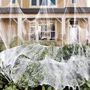 1000 sqft Spider Webs Halloween Decorations Bonus with 30 Fake Spiders, Super Stretch Cobwebs for Halloween Indoor and Outdoor Party Supplies, Large, 1000 sqft