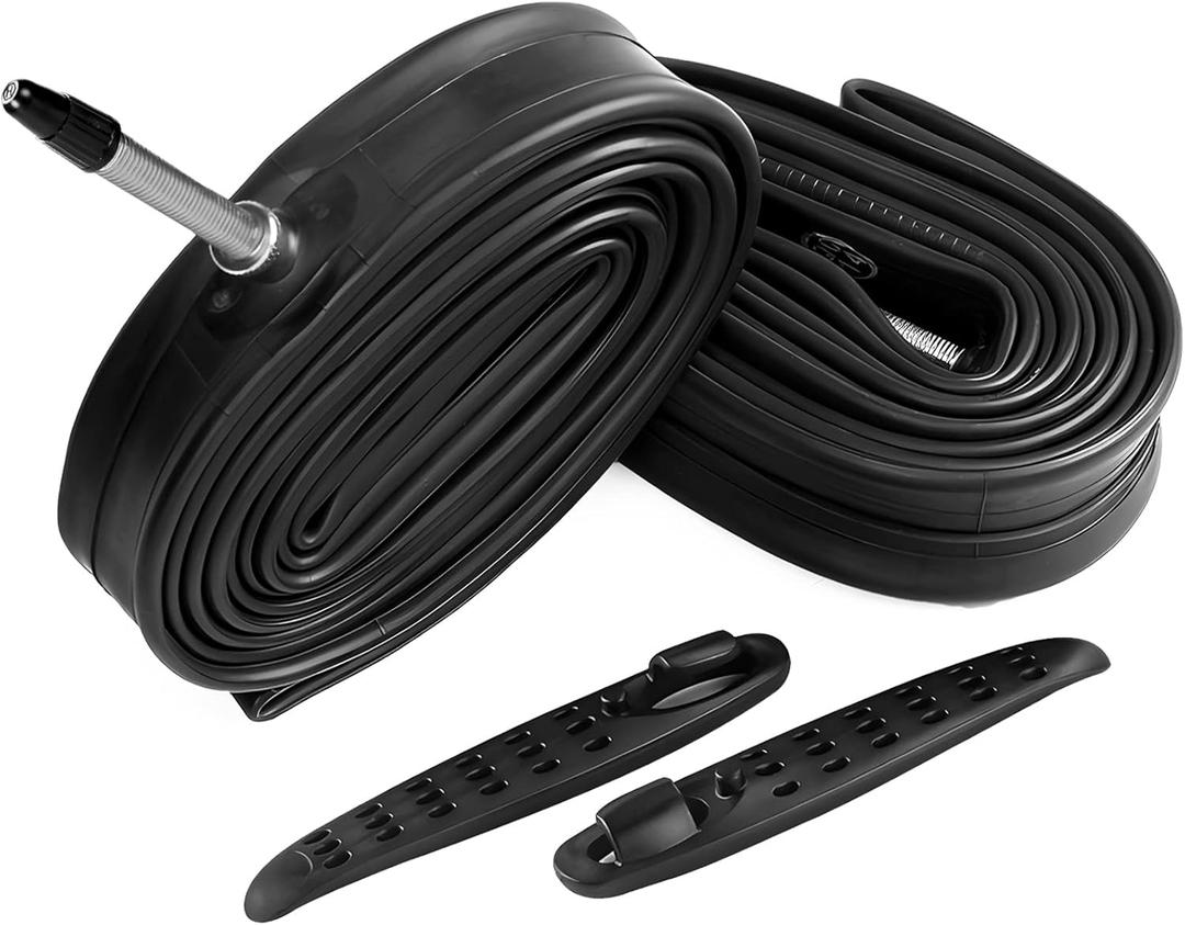 FANSPRO 2 Pack 700 x 28-32c Road Bike Inner Tubes, 60mm Presta Valve Premium Quality Butyl Inner Tube with 2 Tire Levers