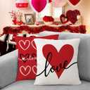 Coeufuedy Valentine's Day Pillow Covers 18x18 Set of 4 Love Heart I Love You Anniversary Wedding Decoration Cushion Covers for Sofa Couch (Red-02)