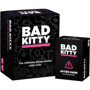 Bad Kitty Adult Party Game + After Dark Expansion Set - Ultimate Meme Game with Cats - Exploding for White Elephant Parties, Stocking Stuffers + Board Games Night with Friends