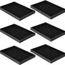 Quelay 6 Pcs Velvet Stackable Jewelry Tray Showcase Display, Jewelry Organizer Tray Bracelet Ring Earring Necklace Organizer Empty Plate for Drawers Countertop (Black)