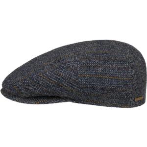 Stetson Kent Herringbone Stripe Flat Cap Men - Made in The EU (7 1/4-7 3/8, Navy)