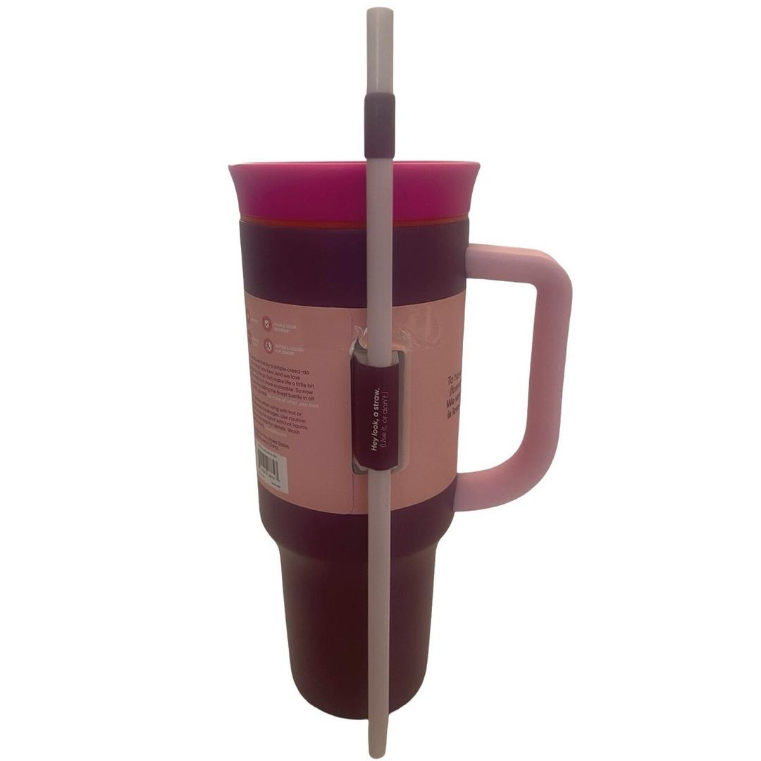 Owala Stainless Steel Triple Layer Insulated Travel Tumbler with Spill Resistant Lid, Straw, and Carry Handle, BPA Free, 40 oz, Dusty Pink