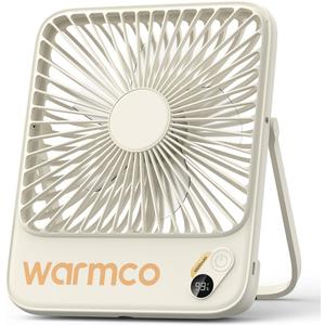 Warmco 10000mAh Portable Travel Fan 7-inch, Up to 24H Runtime, Ultra-thin Quiet Rechargeable Battery Powered Desk Fan with Digital Display for Camping, Office, Bedroom, Cruise Essentials