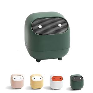 Small Desktop Trash Can with Lid for Desk Trash Cans Cute Mini Garbage Bin Green Press-top Wastebasket for Office Countertop Coffee Table Kitchen 0.5 Gallon