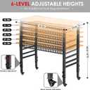 OLBRUS 48 "Adjustable Workbench with Power Outlet, Heavy Duty 2000 LBS Load Capacity Hardwood Workbench Suitable for Workshop, Office, Garage, Home with Wheels