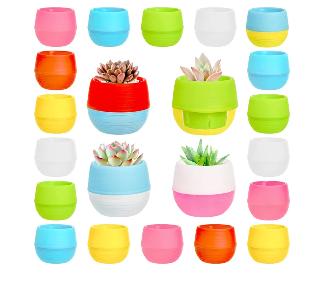 Elsjoy 30 Pack Mini Succulent Pot, 3 Inch Plastic Seed Starter Pots Small Cute Succulent Planter with Drainage for Indoor & Outdoor Plants, Home Decor, Free Assembly
