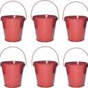 Colored Metal Buckets with Handle, 6 Pack 5.91 Inch Galvanized Iron Pail Bucket for Kids,Classroom,Crafts,and Party Favors (Red)