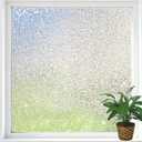 Window Privacy Film, Frosted Stained Glass Window Film, Static Cling Non-Adhesive Heat Control UV Blocking Window Clings Sticker Decorative for Bathroom Home Door 29.5" x 78.7"