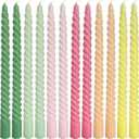 10 Inch Dopamine-Color Spiral Taper Candles for Home Decoration, 12 Pack Cream Twisted Candlesticks for Dinner Party Wedding Holiday