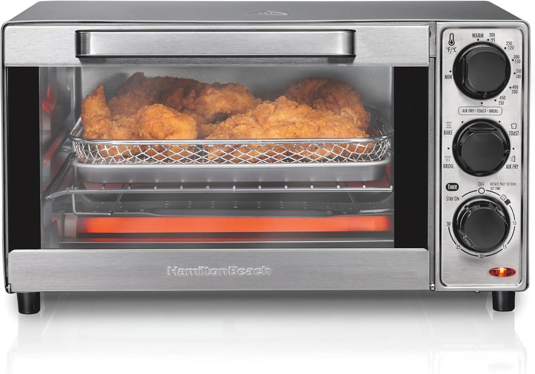 Hamilton Beach 4 Slice Countertop Air Fryer Toaster Oven Combo, Fits 9” Pizza, 4 Slice Capacity,