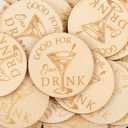 Marsui 100 Pcs Wooden Drink Tokens Bulk for Wedding Personalised Drink Tickets Poker Chips for Guest Wedding Favors Beverage Birthday Tasting Party Bar Table Decoration Supplies(Cocktail Cup Pattern)