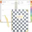 Daily Planner 2026-2027, 18 Month Planner with Tabs, January 2026 - June 2027 Weekly and Monthly Academic Year Calendar Spiral Time Management, 100GSM Thick Paper, Twin-Wire Binding, A5 Size, Checkered