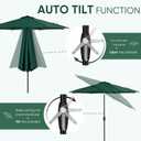Tempera 10ft Patio Market Outdoor Table Umbrella with Auto Tilt and Crank, Large Sun Umbrella with Sturdy Pole & Fade Resistant Canopy, Easy to Set, Forest Green