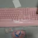 MEETION Wireless Keyboard and Mouse, Full-Sized Cordless Keyboard with Wrist Rest, 3 DPI Adjustable Mouse, Keyboard and Mouse Set with 2.4GHz USB Receiver, for PC/Computer/Laptop/Windows/Mac, Pink