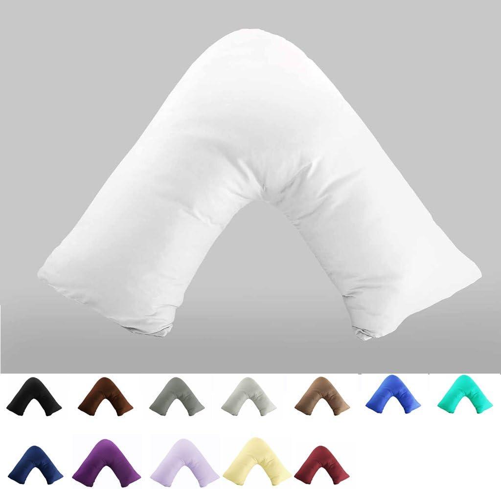TAOSON 100% Cotton 300 Thread Count Soild Envelope Style V Shaped/Tri/Boomerang Standard Pillow Case Cushion Cover Only Cover No Insert (White)