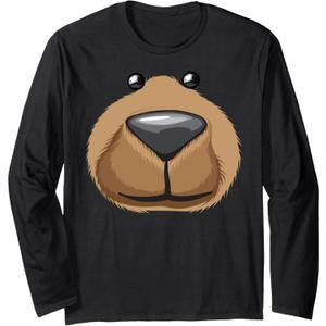 Cute Bear Face Costume Funny Halloween Teddy DIY Gift Long Sleeve T-Shirt S