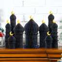 9 PCS Ramadan Party Decorations Honeycomb Centerpiece Islamic Eid Mubarak Table Decorations Blue and Gold 3D Ramadan Table Topper Decor for Islamic Festival Party Home Supplies