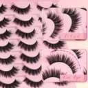 Ahrikiss Lashes Fluffy Eyelashes Wispy Thick False Eyelashes Spiky Manga Lashes D Curl Cat Eye Lashes Natural Look 3D Volume Anime Fake Eyelashes Faux Mink Lashes 14 Pairs Pack (Spike03)