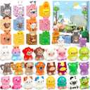 pozemu 24 Pack Valentines Day Gifts for Kids Mini Animal Squishy Toys Slow Rising Stress Relief for Classroom Exchange Party