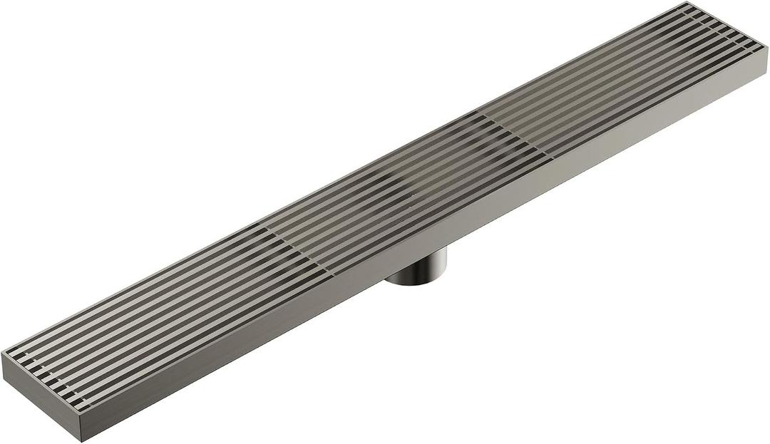 24 Inch Linear Shower Drain, Brushed Nickel Rectangular Floor Drain with Removable Grate, SUS304 Stainless Steel, High Flow Capacity and cUPC Certified