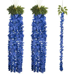 12PCS Royal Blue Wisteria Hanging Flowers 6.4FT Artificial Hanging Wisteria Flowers for Decoration for Wedding Arch, Backdrop, Garden Party Decor (Royal Blue)