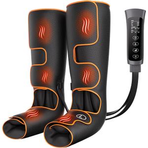 Banspol Leg Massager with Heat and Compression, Foot and Calf Massager for Circulation and Pain Relief, Compression Boots with Handheld Controller, 6 Modes 3 Intensities, Gift for Mom Dad (Black)