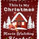 Christmas Movie Watching Blanket 50x60'' Decor, Soft Throw for Living Room Bedroom Sofa Couch, Cozy Gift for Women Girls, White Elephant Gifts Ideas, 2025 Christmas Stocking Stuffers for Women Men