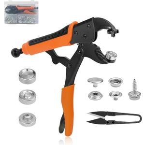YXGOOD Heavy Duty Snap Fastener Tool with Punching Die, 50 Sets of Replacement Metal Snaps, Fastener Pliers Tool Kit for Repairing Boat Covers, Canvas, Sewing, Tarps