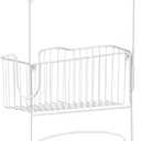 mDesign Steel Metal Over Door Ironing Board Holder with Large Storage Basket for Laundry, Utility, Mudroom, Garage - Holds Iron, Board, Spray Bottles, Starch, Detergent, Fabric Refresher - White