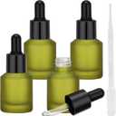 Segbeauty 0.5oz Frosted Glass Dropper Bottles for Oils, 15ml Eye Dropper Bottle Refillable, 4pcs Green Essential Oil Bottles Empty, Liquid Travel Containers for Toiletries, Mini Travel Face Oil Bottle