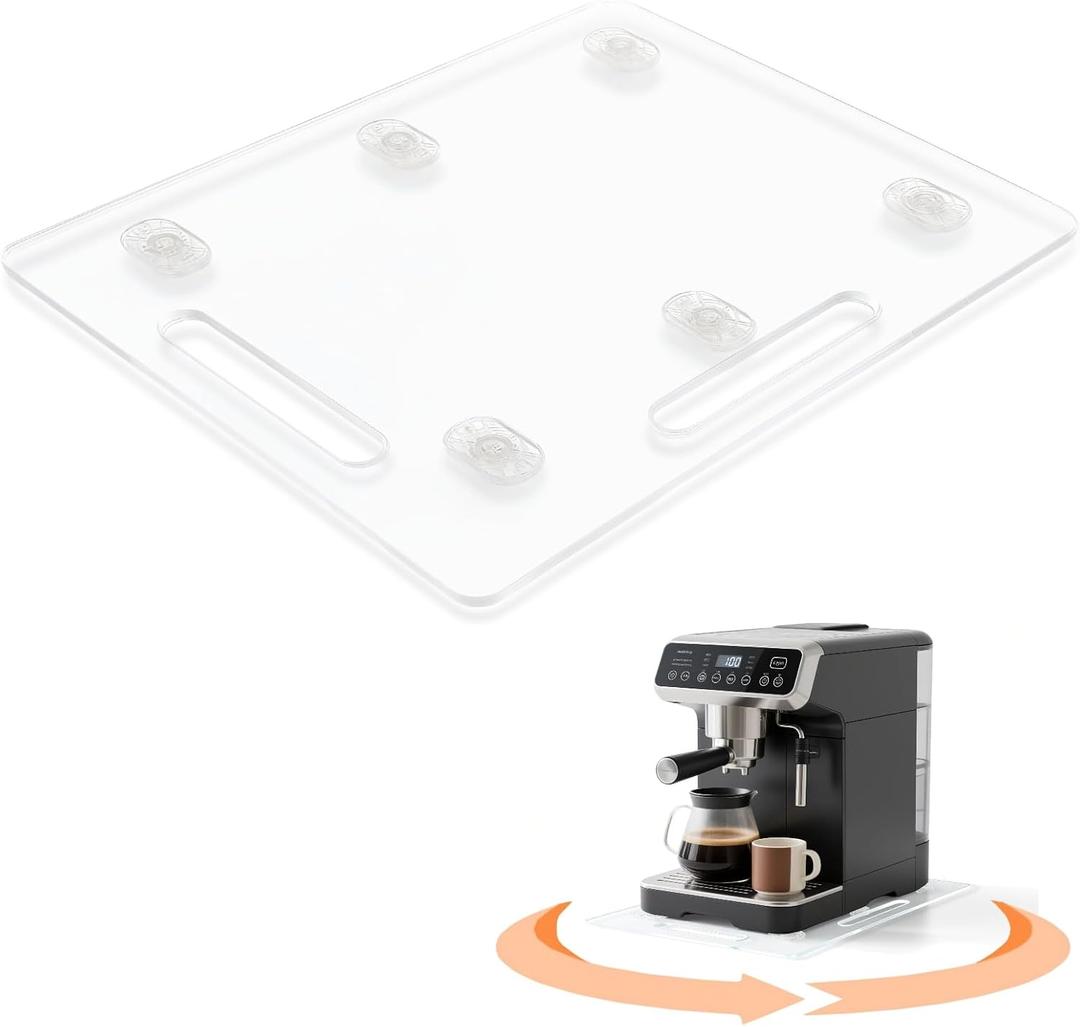 Appliance Sliders for Kitchen Appliances, 360 Rolling Sliding Tray for Coffee Maker, Acrylic Appliance Slider with Wheels for Heavy Kitchen Appliances like Blender, Clear (16"13")