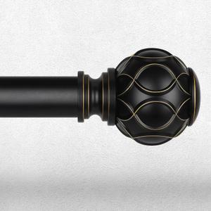 Black Curtain Rods 36-122 Inch, Boho Decorative 1 Inch Vintage Curtain Rod for Farmhouse Window, Adjustable Heavy Duty Long Antique Rustic Window Treatment Rods, Coastal Style