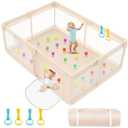 Playpen for Babies and Toddlers 71x59inch - Extra Large Baby Gate Play Pen with Soft Breathable Mesh Cover - Indoor and Outdoor Baby Play Fence - Portable Playpen for Babies (Apricot)