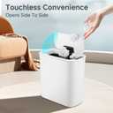 TIPGO Automatic Motion Sensor Bathroom Trash Can with Lid, 2.6 Gallon Touchless Trash Bin, Smart Garbage Can Plastic Slim Wastebasket for Bedroom, Office, Dorm (White)