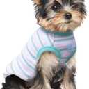 Striped Teacup Pet Dog T-Shirts, 100% Cotton Tank Vest for Small Dogs and Cats, Sleeveless Puppy Clothes for Chihuahua Yorkie Green, Medium