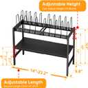 2-Tier Pots and Pans Organizer Under Cabinet,Expandable Pots Lid Organizers Inside Cabinet,Adjustable Metal Storage Shelves Organizer Rack with 10 Dividers For Kitchen Pantry Organization and Storage
