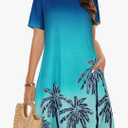 Summer Dresses for Women Casual Tshirt Short Sleeve Floral Sundress Beach Cover Ups with Pockets, XXL