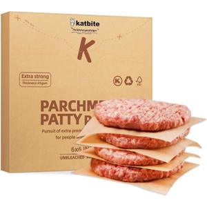 Katbite 300Pcs 6x6 Inches Patty Paper, Burger Patty Paper, Unbleached Parchment Sheets, Heavy Duty & Non-Stick, Squares for Seperating Patty, Cookies, Storing Foods Wrapping Candies